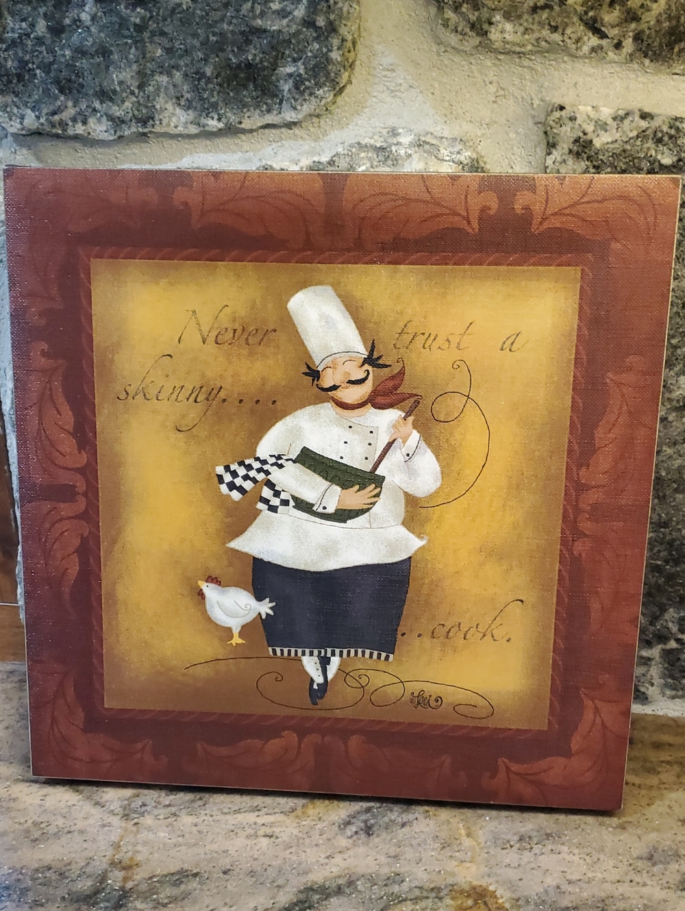 Kitchen Wall Art Canvas - Decorative Kitchen Print "Never Trust A Skinny Cook"